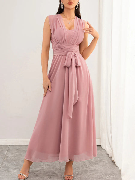 Robe cocktail rose poudre