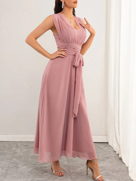 Robe cocktail rose poudre