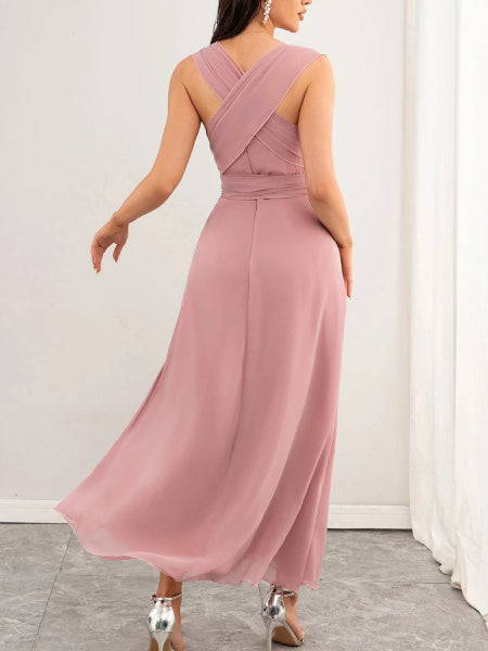 Robe cocktail rose poudre