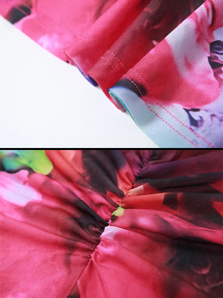 détails robe cocktail multicolore