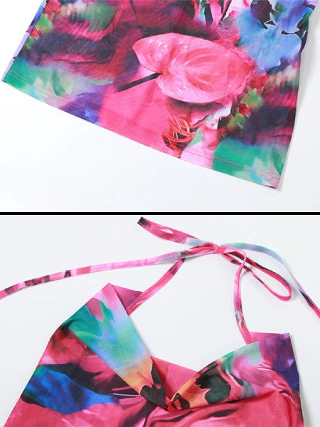 détails robe cocktail multicolore