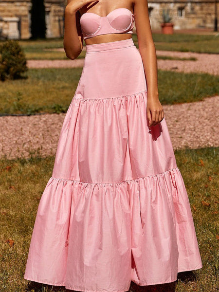 jupe longue rose poudré mariage