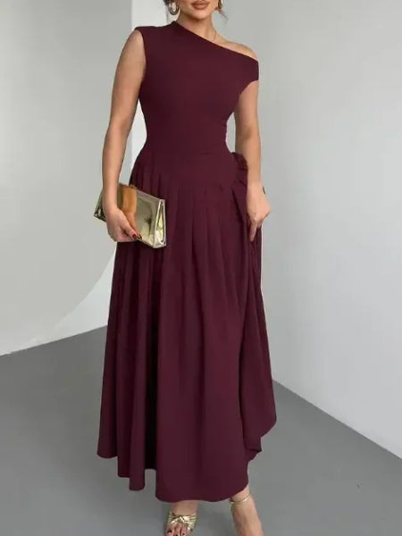 robe cocktail longue bordeaux